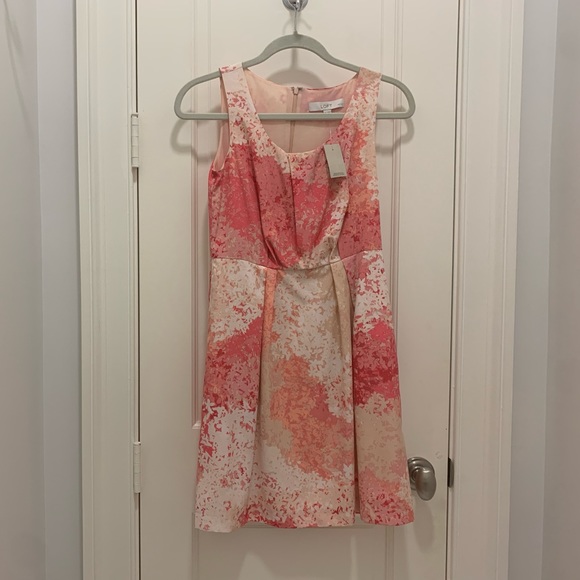 BNWT⚡️ANN TAYLOR/LOFT PETITES PINK/ORANGE/CREAM FANCY/FORMAL/SUMMER DRESS⚡️2P - Picture 9 of 14